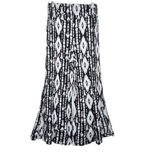 Womens Black Whie Aztec Navajo Argyle Ikat Wide Leg Pull ON Flowy Pants